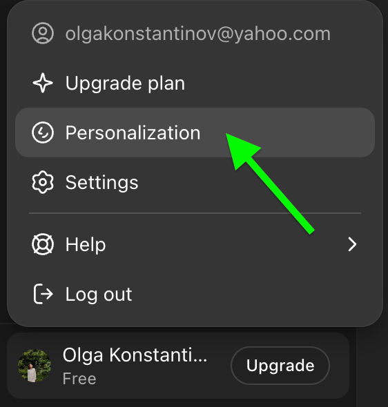 ChatGPT Basics Parsonalization